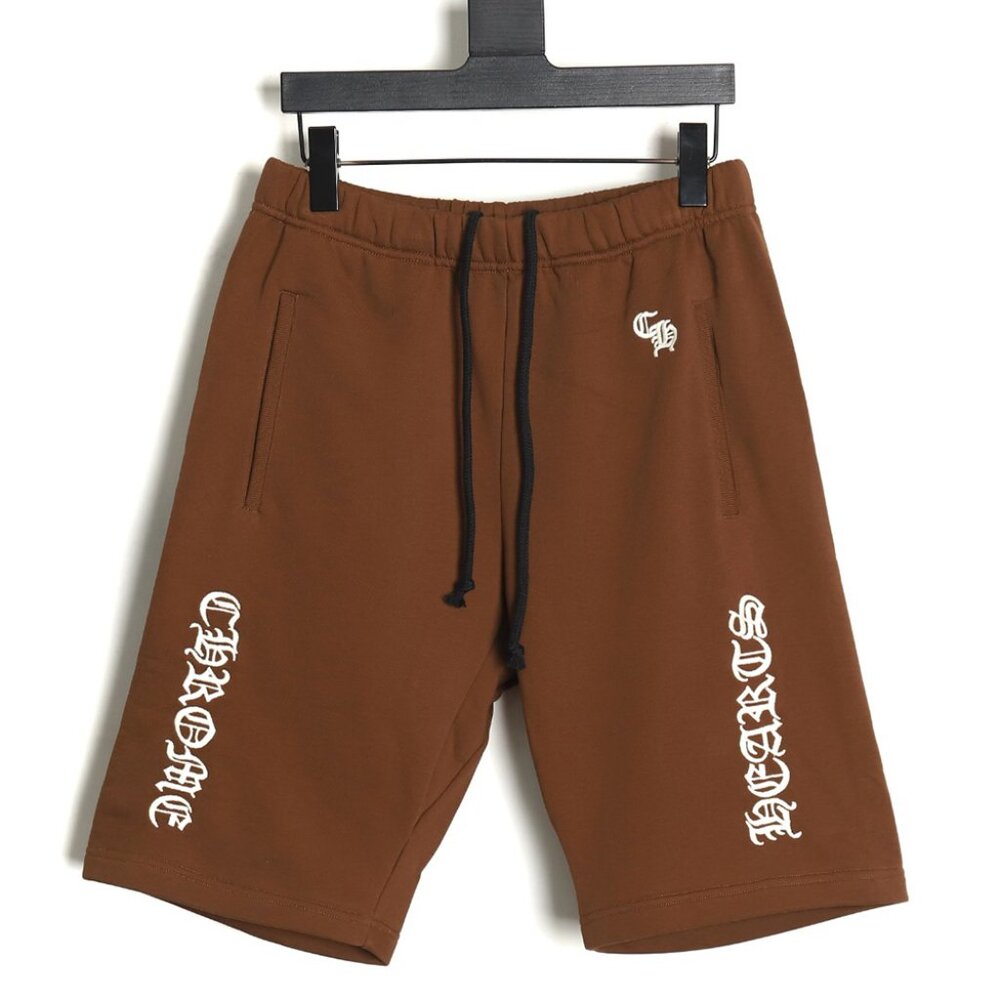 Brown Chrome Hearts Logo Embroidered Shorts
